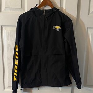 Champion windbreaker rain Towson University  1/4 zip hooded front pocket